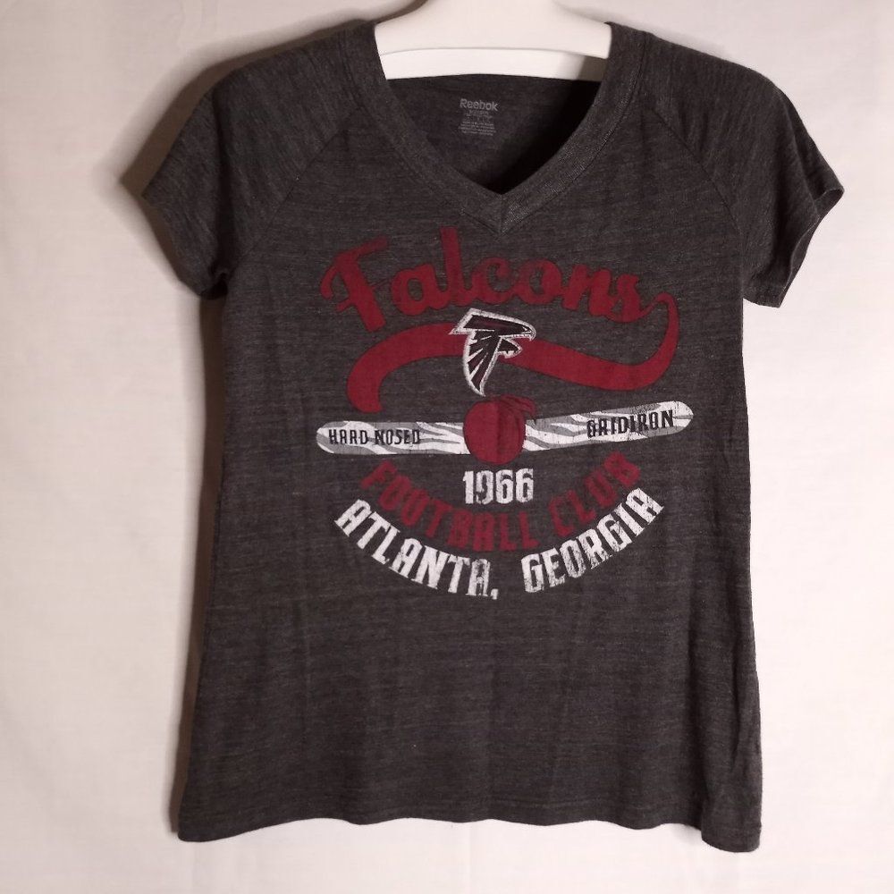 Reebok Falcons Hardnose Gridiron Gray Short Sleeve Women's T-Shirt Sz. Lg